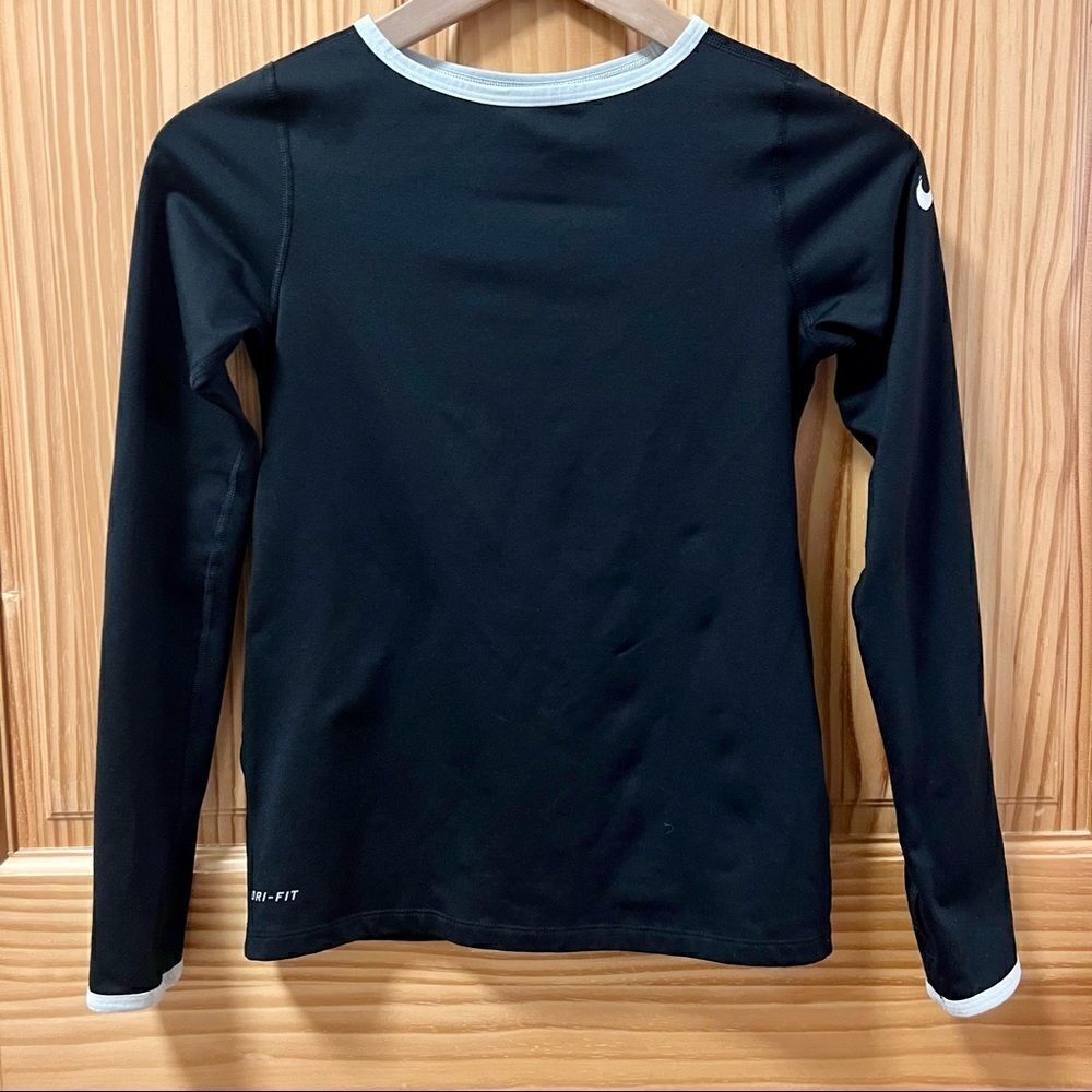 Nike Pro Dri Fit black with white piping long sleeve technical shirt top M